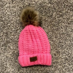 Neon pink winter hat